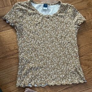 Old Navy Tan Short Sleeve Fitted Ribbed Tee